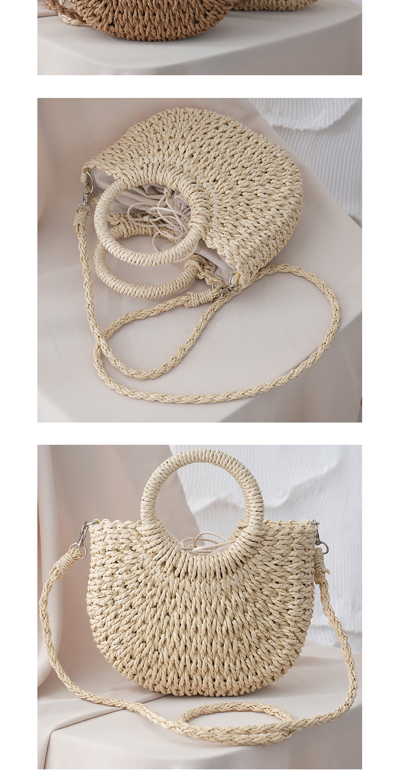 沙滩手工编织包 现货草编包 简约风包包手提包半圆草编包女士拎包详情7