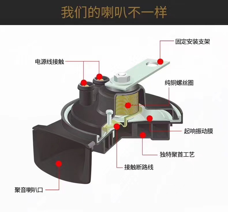 CARALL卡尔K85蜗牛喇叭汽车鸣笛喇叭电子喇叭厦门工厂直销K85喇叭详情10
