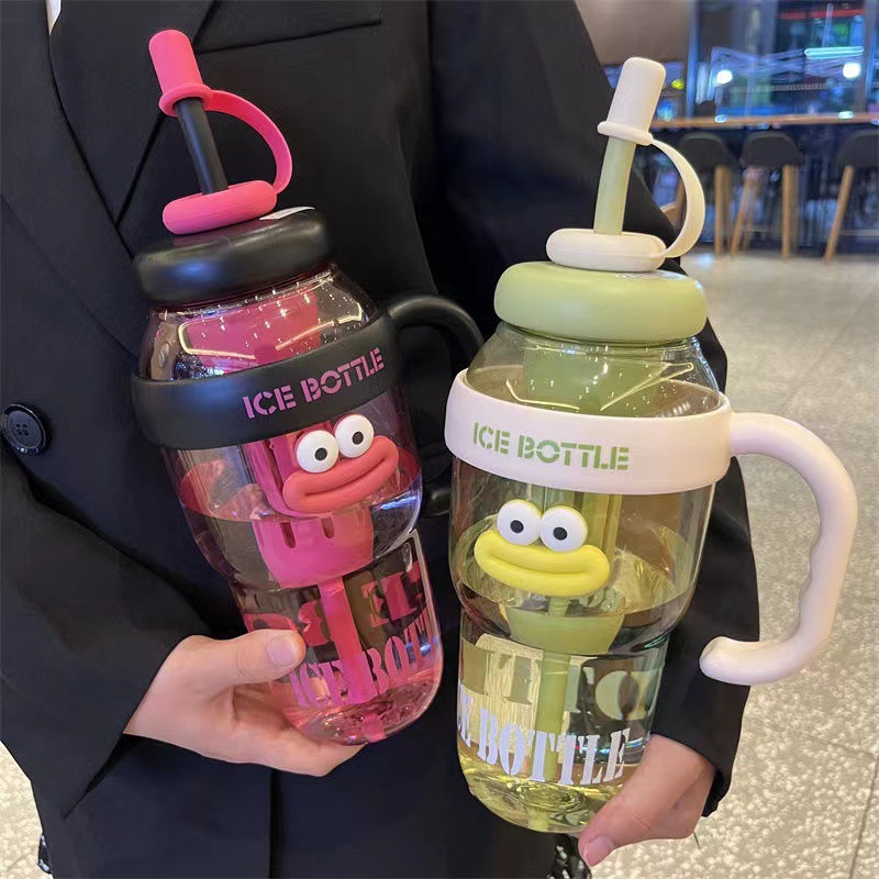 New large-capacity 2025 ice cup, high appearance level, large-mouth cup for girls, convenient with straw, tea strainer, flower tea, plastic cup pic 5