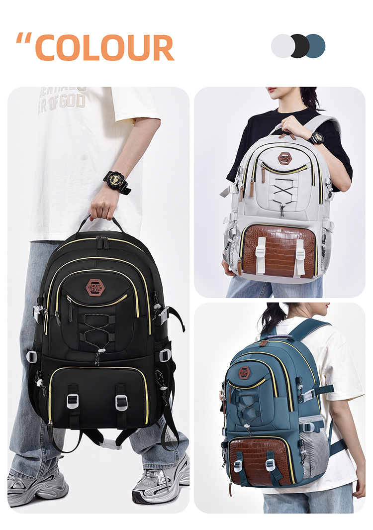 New high-appearance level casual backpack, large-capacity high-end travel bag, hiking bag, Oxford fabric backpack pic 3