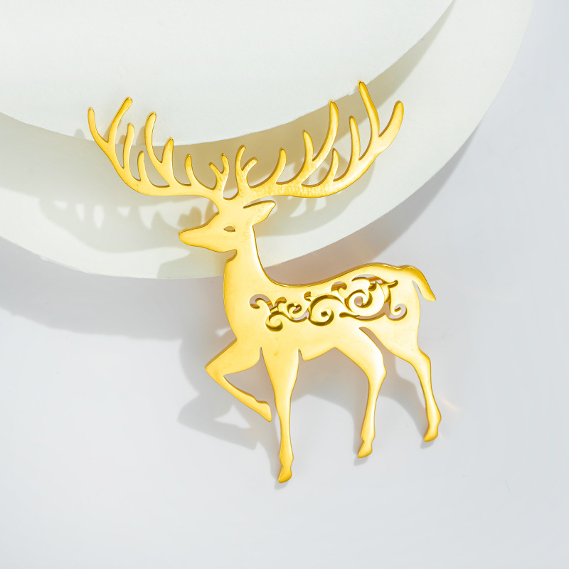 跨境圣诞节可爱日系镂空麋鹿别针防走光固定衣服胸花小众配饰详情4