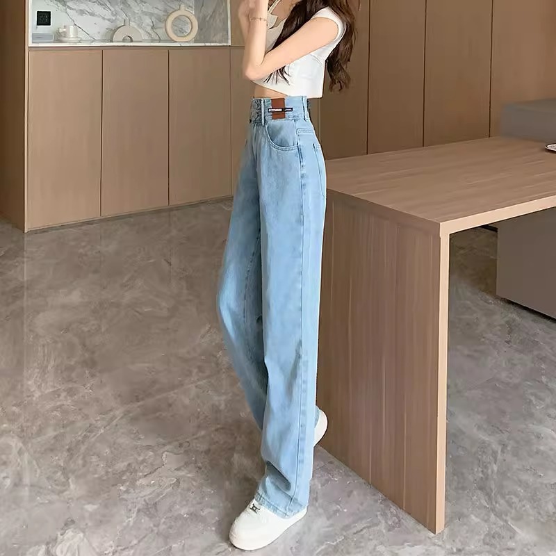 春夏九分阔腿窄版直筒女牛仔裤高腰显瘦女小个子宽松直筒裤裤子详情31