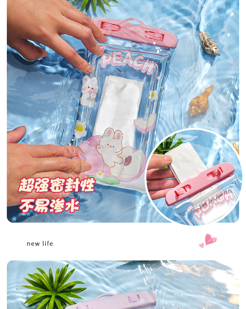 Customized LOGO cartoon lanyard phone waterproof bag, beach swimming touch screen phone diving case airbag waterproof bag pic 18