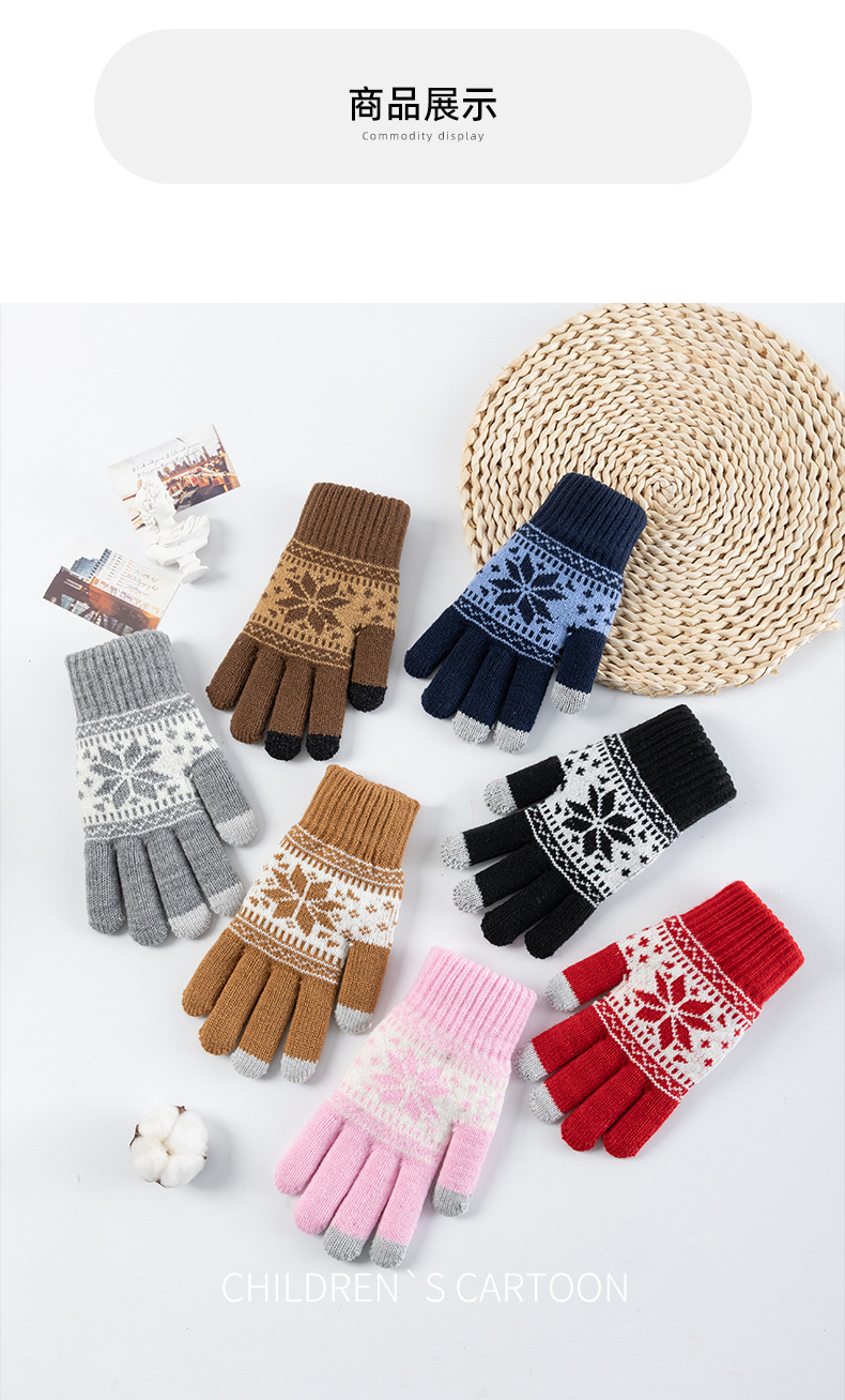 手套女冬季加绒加厚韩版防寒可爱户外骑行触屏保暖毛线针织手套详情11