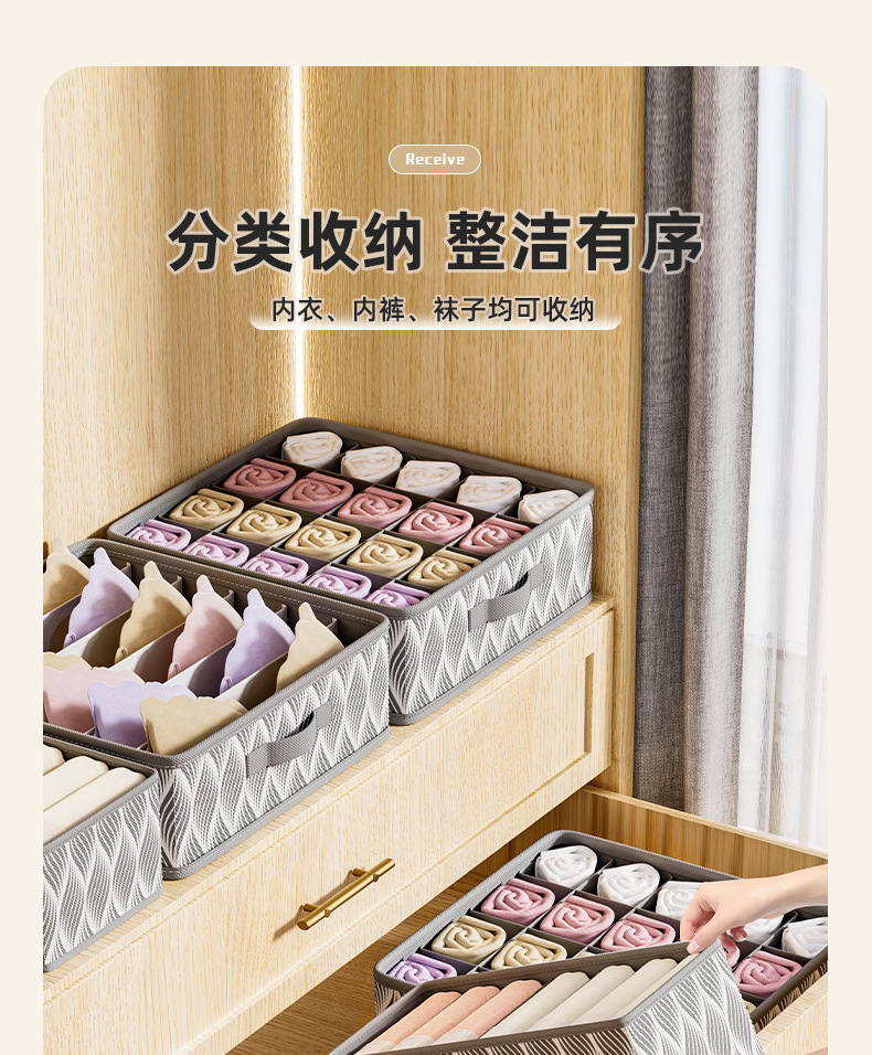 Underwear storage box, household underwear and socks compartments storage box, student dormitory storage wonder, underwear and pants organization box pic 7