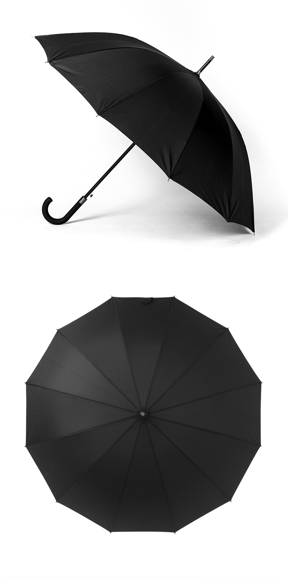 65cm25寸12骨黑色商务伞现货广告印刷logo晴雨伞批发大伞面纤维骨详情10