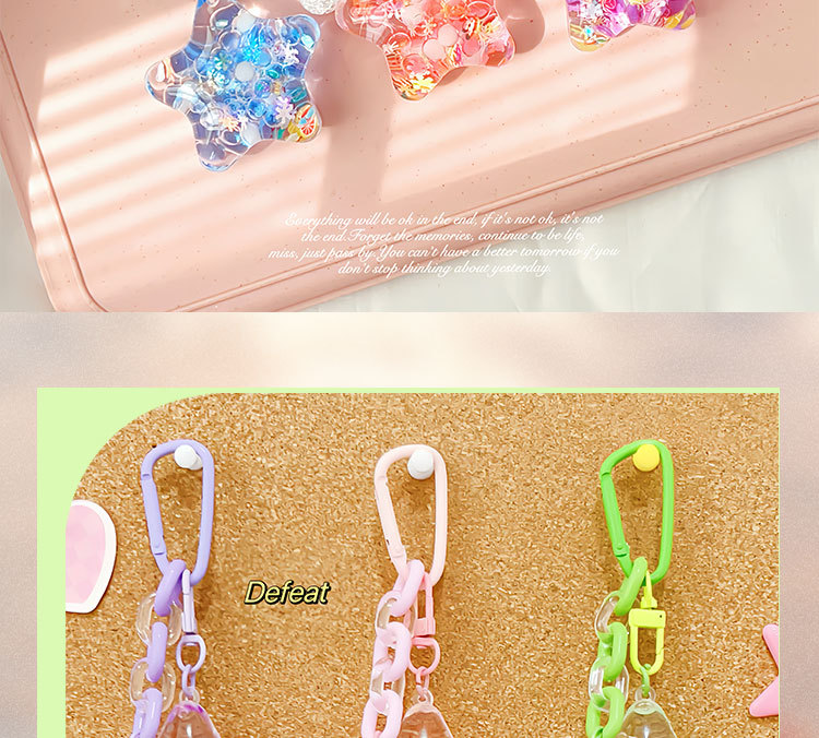 亚克力星星入油流沙瓶钥匙扣女卡通挂件儿童学生书包挂饰可爱漂浮详情11