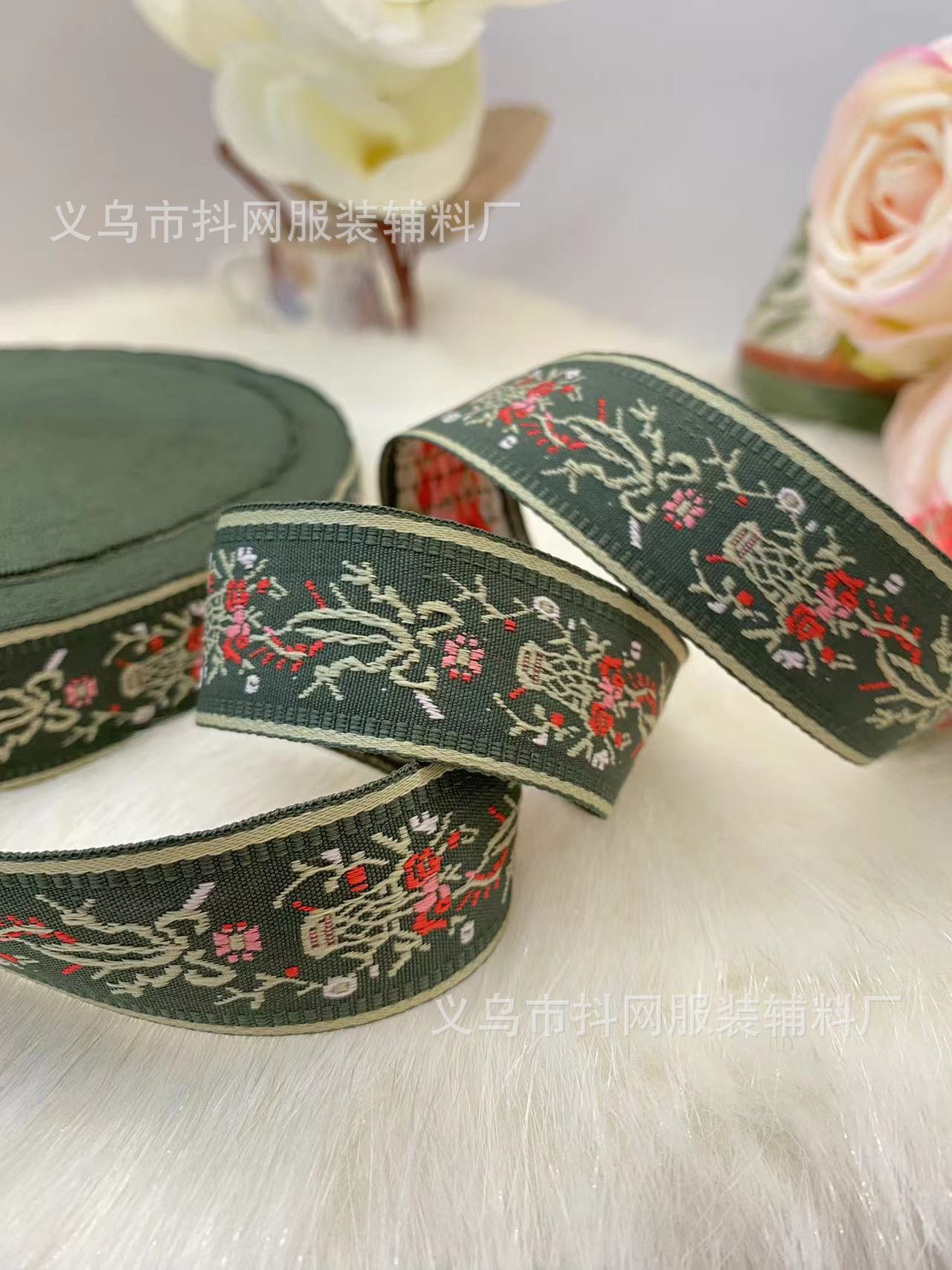 3cm Hanfu accessories, Tang suits, retro classic ethnic style, jacquard webbing, bow webbing, ethnic clothing accessories pic 8