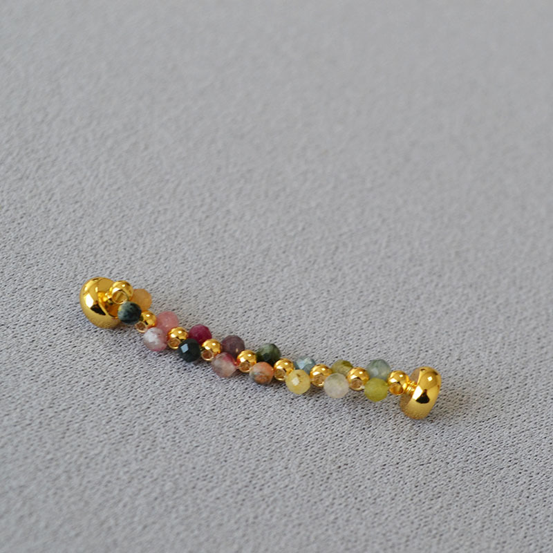 日韩小众设计手工编织彩色碧玺串珠磁吸扣甜美耳环耳饰无需耳洞详情8