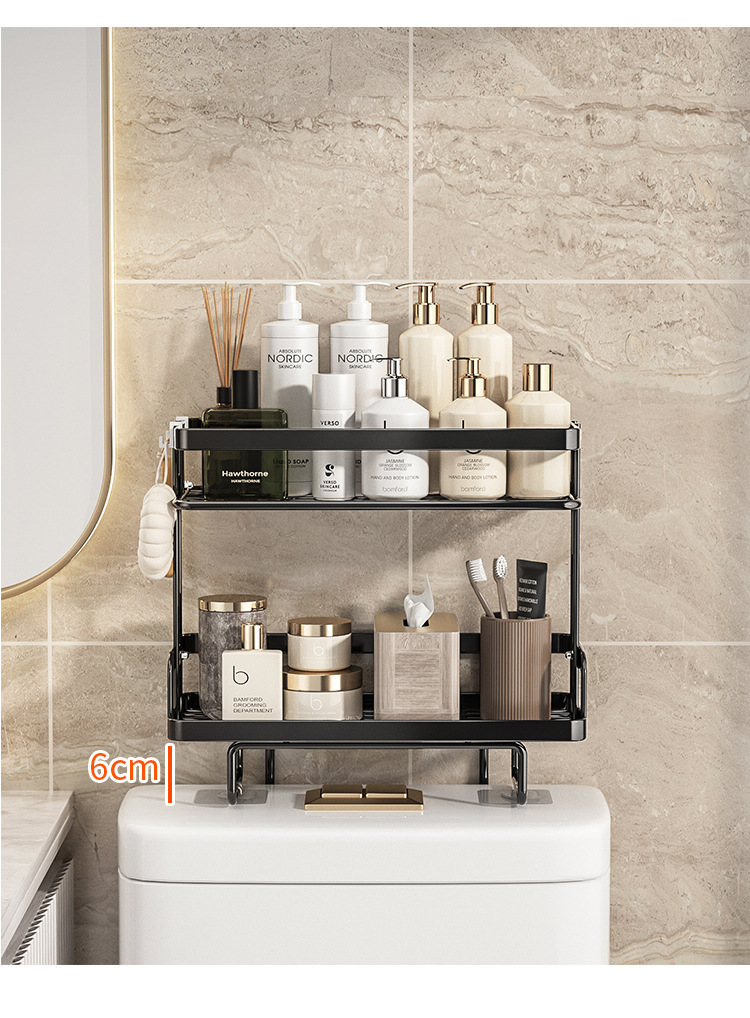 Detachable and assemblable water tank storage rack, wrought iron bathroom storage rack without drilling, bathroom toilet top storage rack pic 14