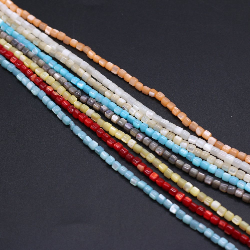 diy beaded jewelry materials, loose beaded bracelet accessories, handcrafted colorful natural freshwater shells, crushed stones, square pic 2