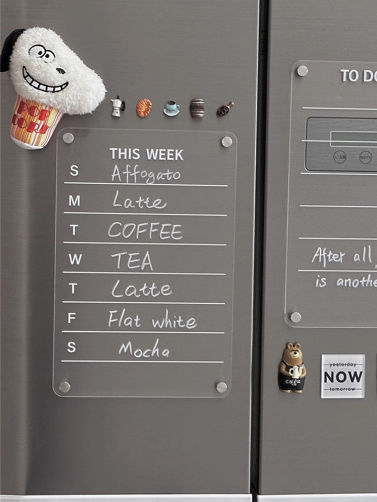 磁性亚克力干擦板透明双层冰箱板展示板书写板磁吸冰箱贴留言板详情6