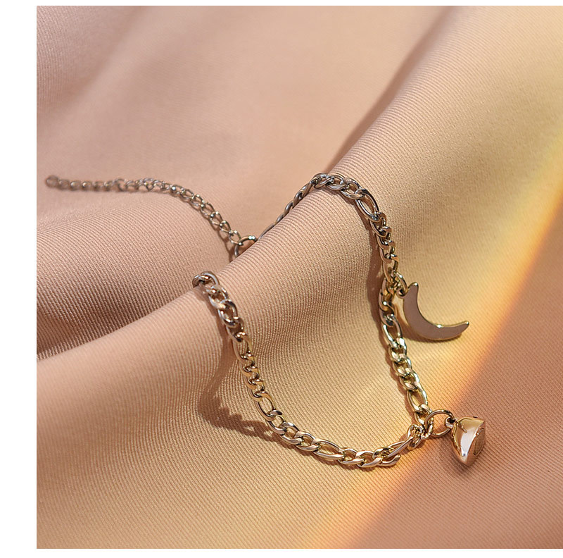 创意个性复古风不锈钢太阳月亮心形磁扣相吸吊坠情侣闺蜜钛钢手链详情15