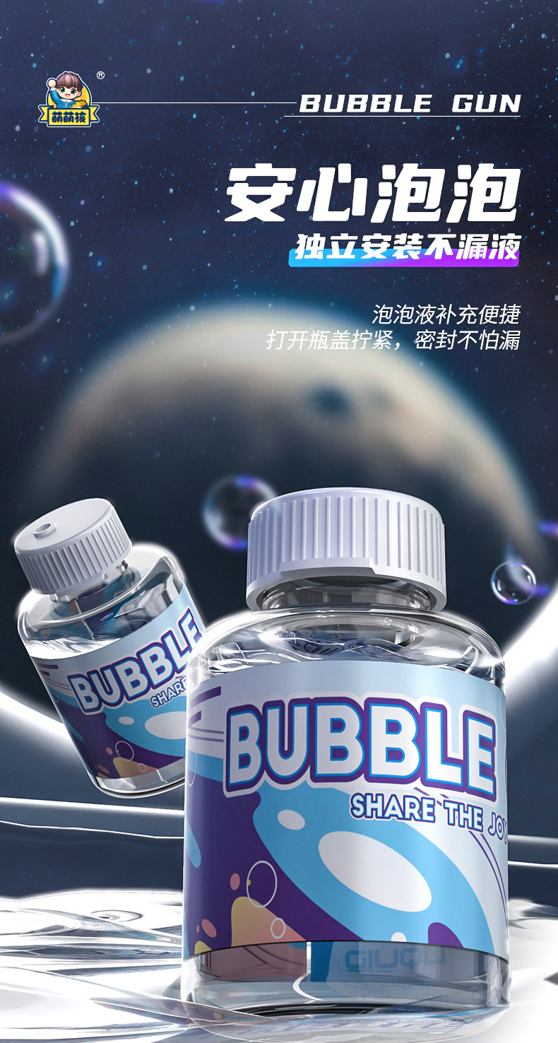 跨境儿童8孔太空全自动灯光手持泡泡枪儿童户外玩具批发六一礼物详情9
