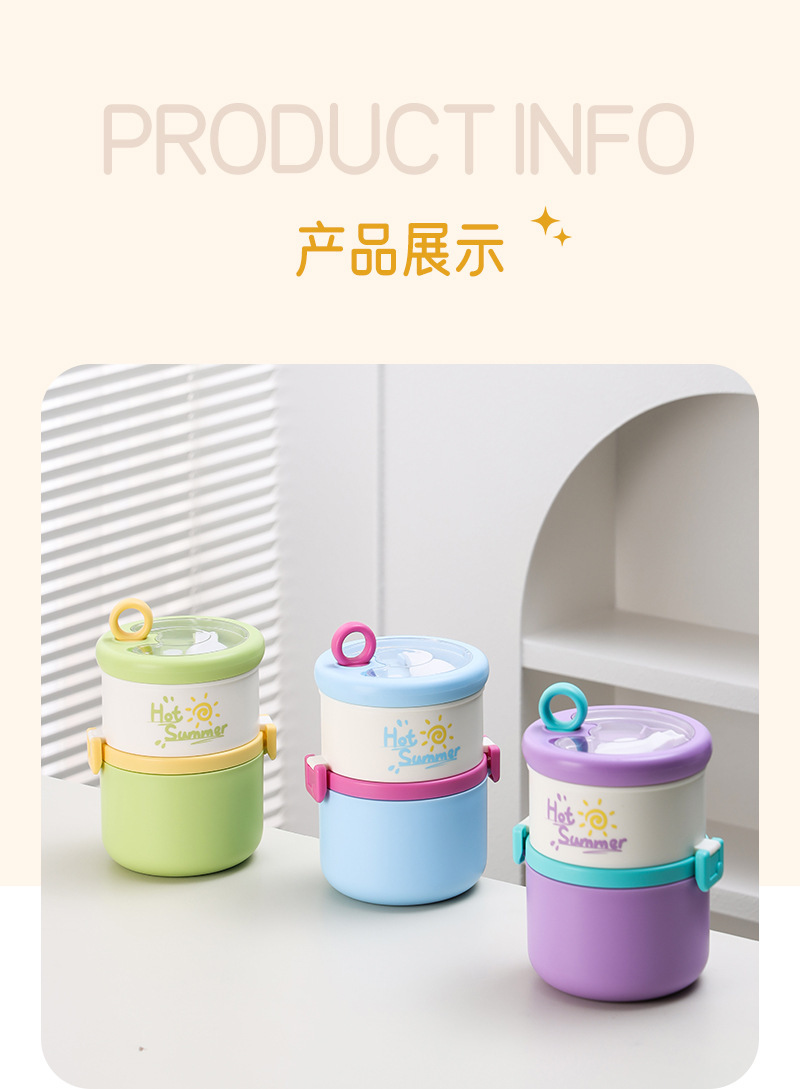 Stainless steel lunch box, multi-layer lunch box, round insulated lunch box, double-layer office worker, student pic 14