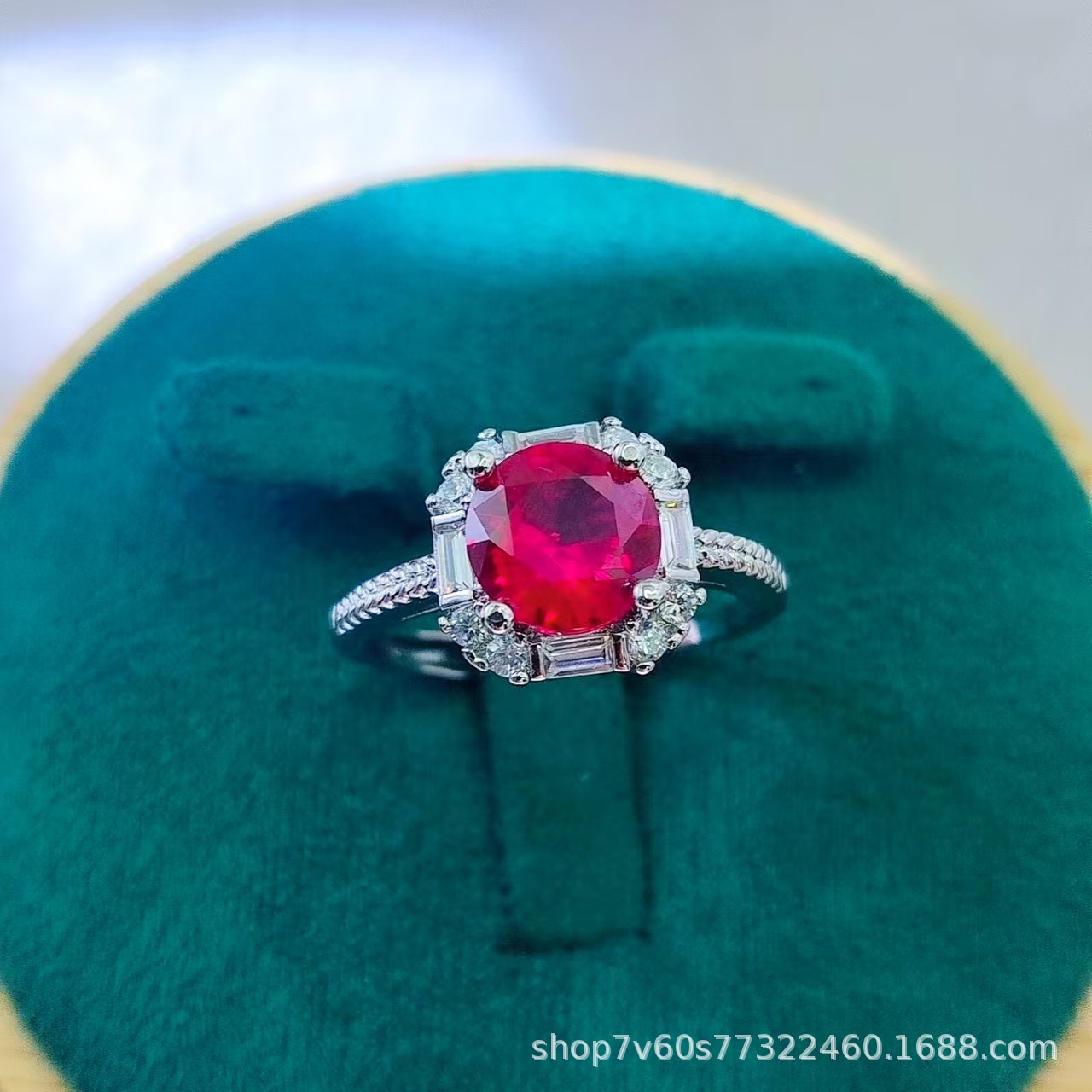 热卖珠宝首饰2克拉圆形培育鸽血红红宝石开口戒指女时尚彩宝戒指详情40