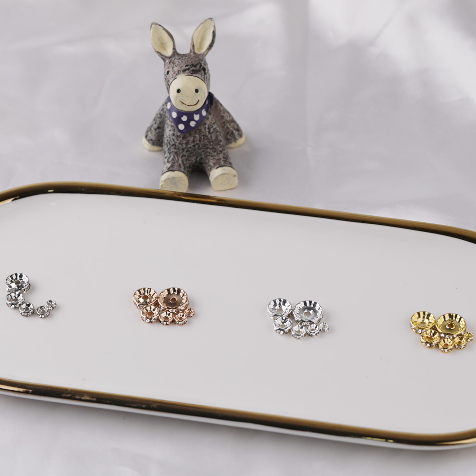 金色直边钻圈 串珠diy配饰材料 隔珠彩色手链镶钻银色隔片 车轮钻详情10