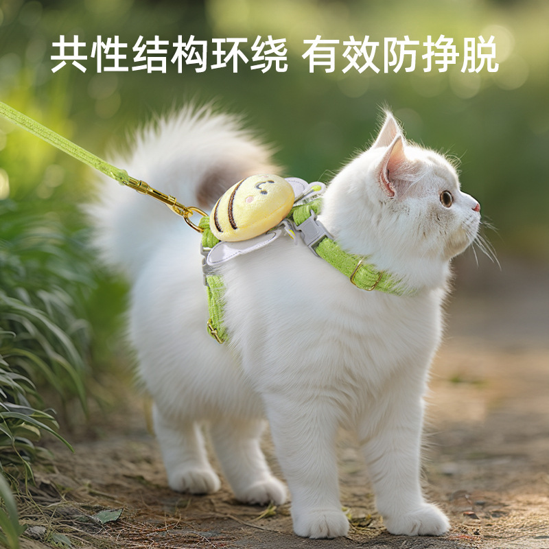 猫咪牵引绳防挣脱外出专用溜猫背心式胸背带小型犬狗狗防跑遛猫绳详情3