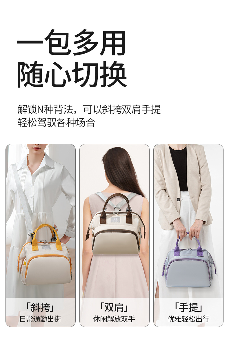 新款大容量外出母婴妈咪包女手提马卡龙背包可收纳耐磨奶瓶保温包详情8
