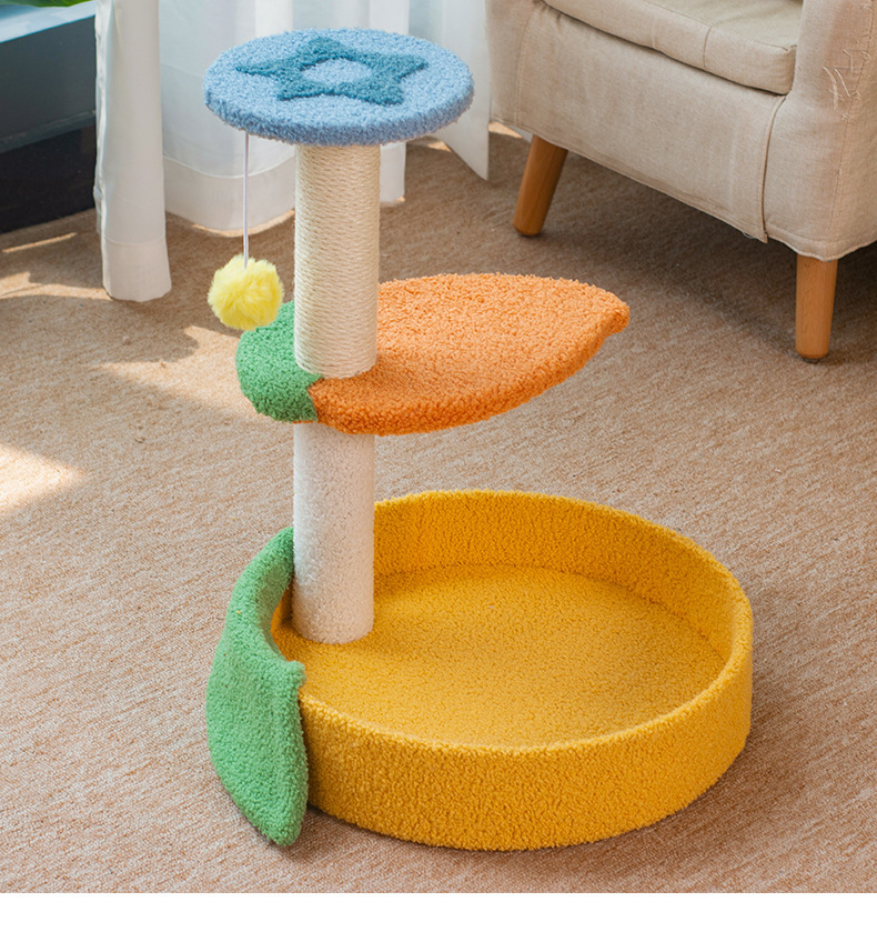 Three-layer fruit cat climbing frame, claw grinding cat bed, cat tree integrated, kitten toy, small, non-occupying cat scratching post pic 11