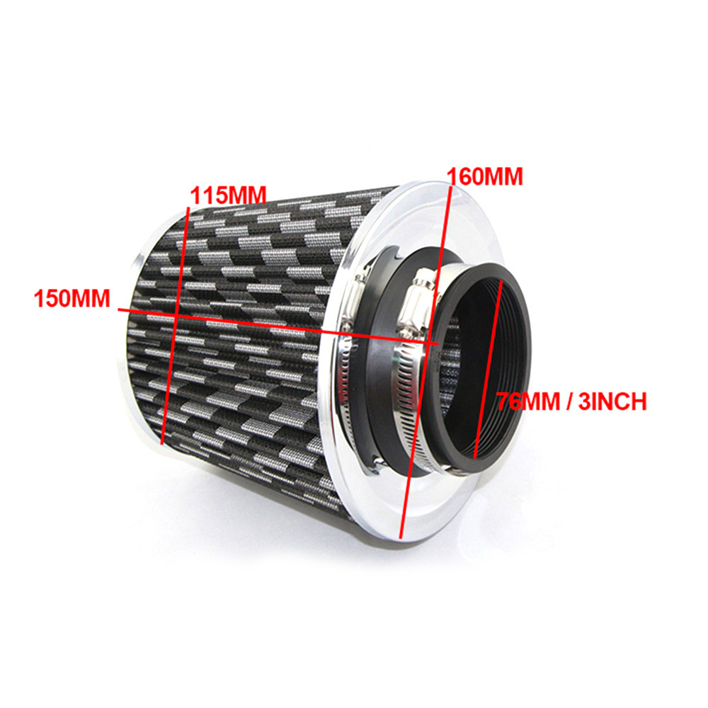 Automotive aluminum alloy cold air intake pipe kit 76mm high-flow air intake mushroom head universal kit pic 4