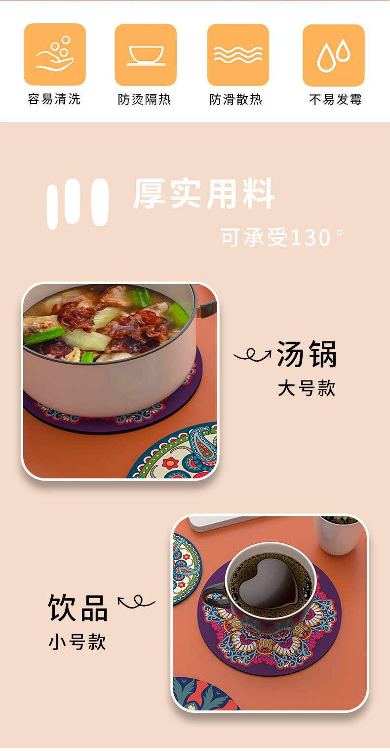 耐热茶垫杯垫隔热垫可爱餐桌垫防烫餐盘垫高颜值橡胶垫菜垫子详情2