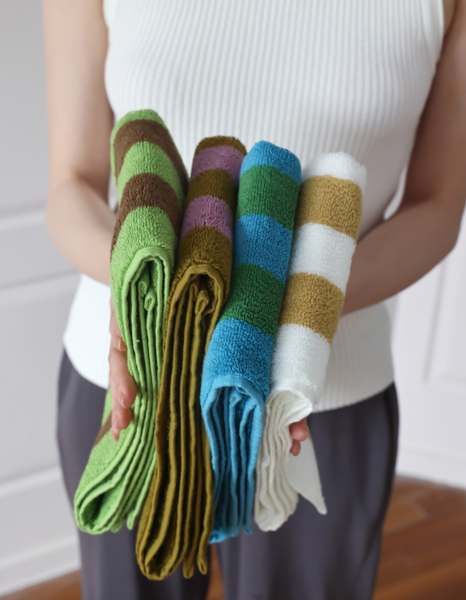Sen fine striped retro style all-cotton towel, combed cotton Class A simple combed cotton towel, bathroom absorbent bath towel pic 4
