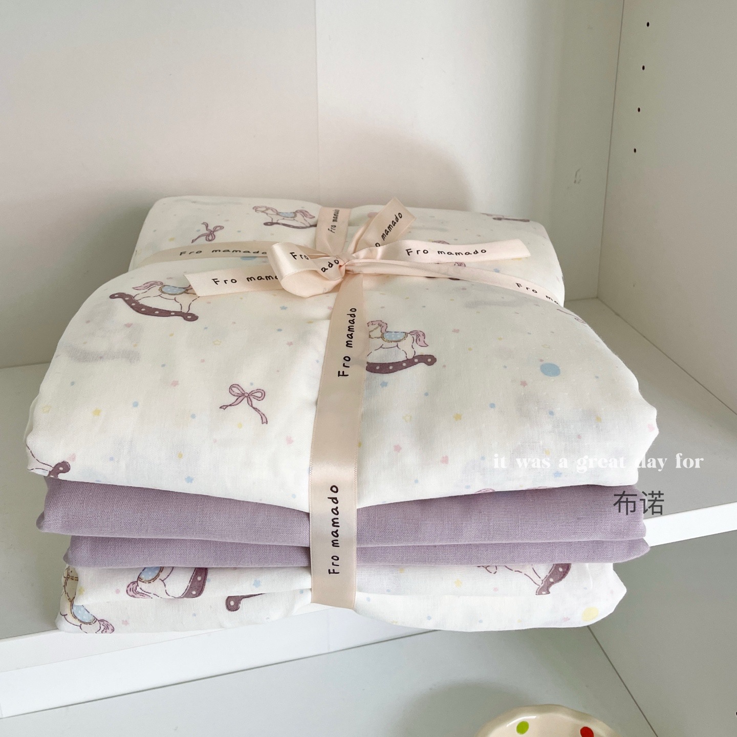 A set of three or four pieces with fresh small floral print double-layer yarn, pure cotton soft naked sleeping quilt cover and cartoon bedding pic 73