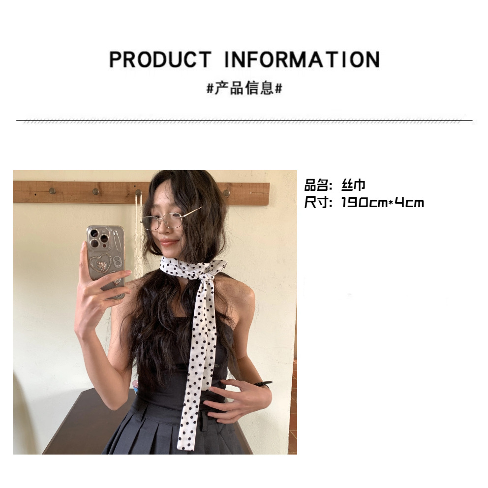 2025韩系波点长条丝巾系脖发带绑发女氛围感领巾春秋百搭护颈围巾详情3