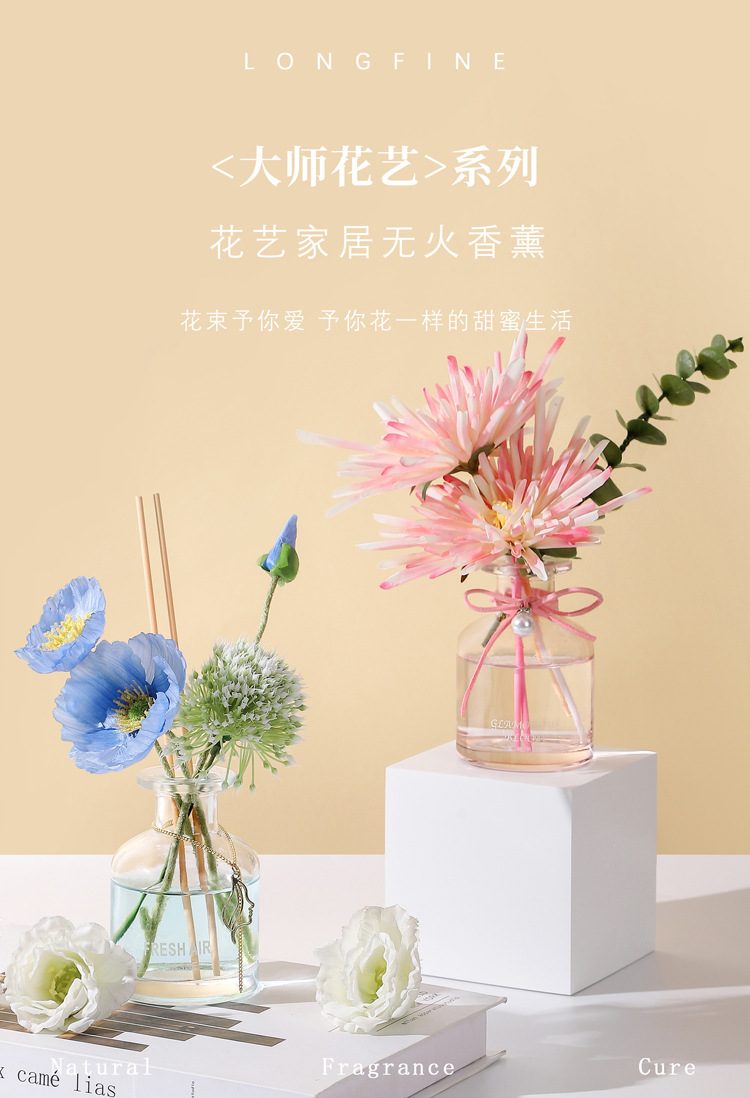 Flower arrangement, home dried flowers, flameless aromatherapy essential oils, home rattan fragrance ornaments, fresh and deodorizing air in the bedroom pic 1