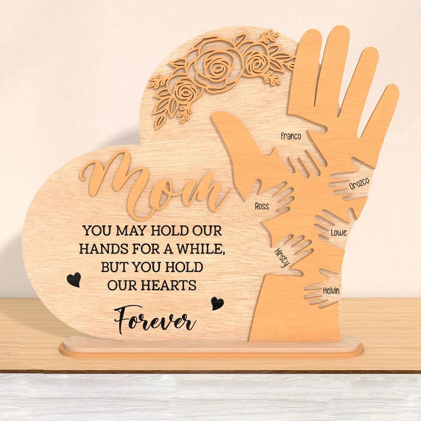 跨境新品母亲节父亲节手势木制家庭手势家居装饰摆件木质工艺品详情8