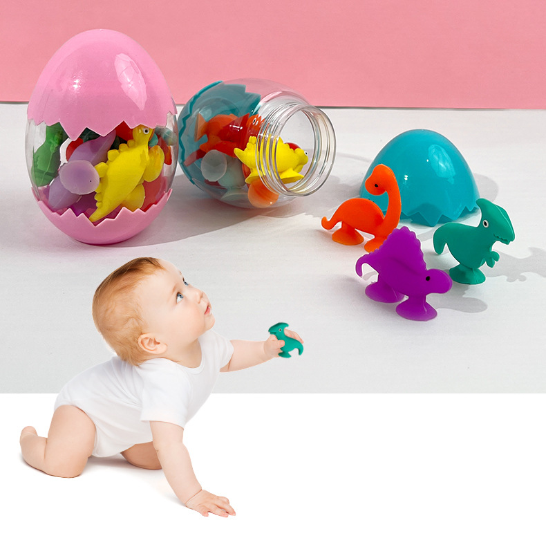 New dinosaur set simulation little dinosaur food-grade silicone teething stick pressure-relieving suction cup toy pressure-relieving toy pic 3
