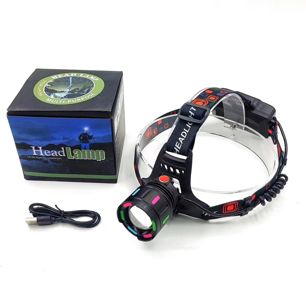 Amazon Cross-border outdoor white laser long-range headlamp, zoom rechargeable fishing lamp, LED camping lamp, strong headlamp pic 10