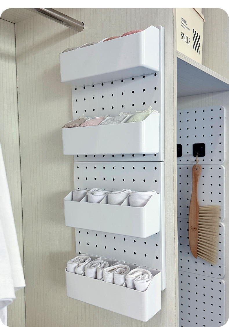 Multi-functional sliding rail type sock, underwear and sundries storage box, non-drilling wall-mounted inner wardrobe, bathroom and kitchen organization and storage rack pic 7