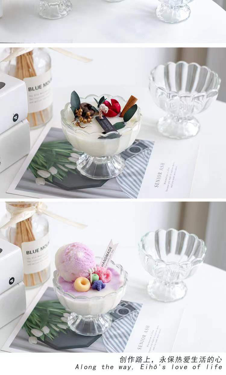 爆款冰激凌香薰蜡烛杯玻璃容器蜡烛台透明蜡烛杯室内浪漫烛台空杯详情20