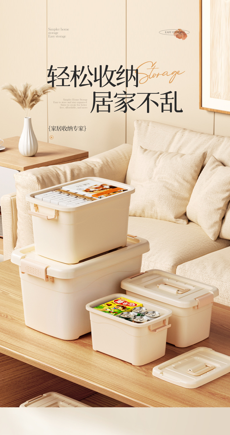 家用杂物收纳箱客厅大容量衣服整理储物防水防尘加厚桌面收纳盒详情2