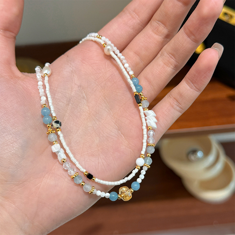 时尚清新精致高级感贝母淡水珍珠串珠项链轻奢小众气质叠戴锁骨链详情4