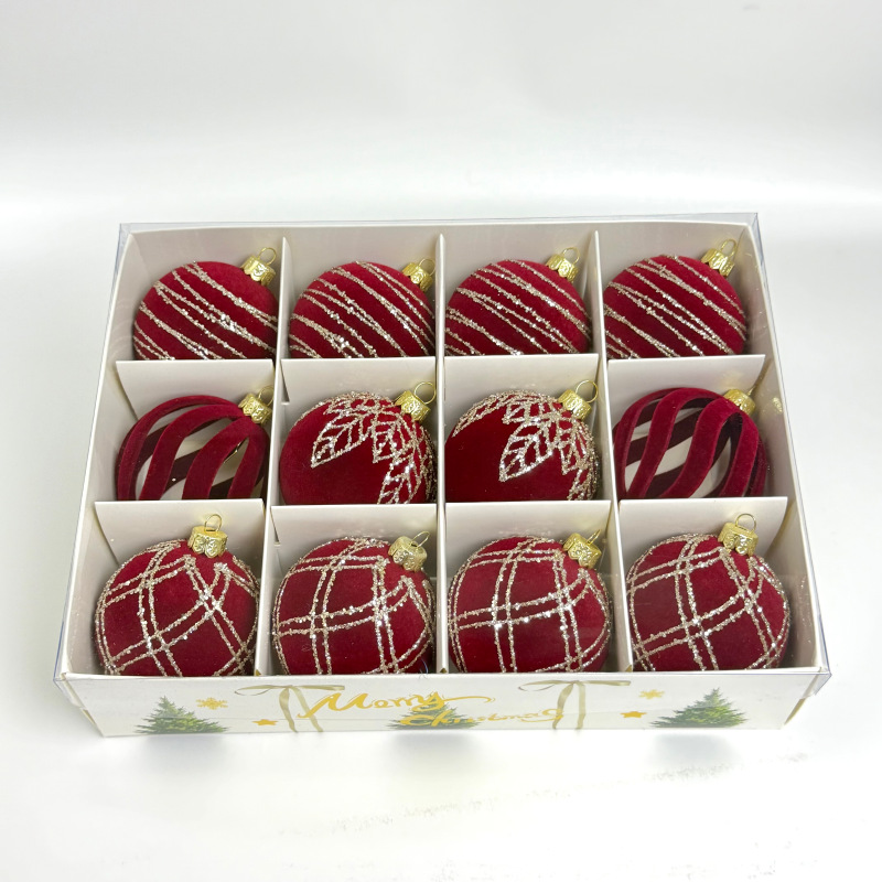 Cross-border new velvet Christmas ball set, Christmas window velvet balls, Christmas tree decoration, painted balls and hanging ornaments pic 8
