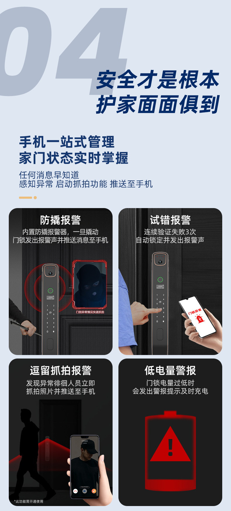 康廷3D人脸识别智能指纹锁家用密码安全防盗锁全自动app远程门锁详情14