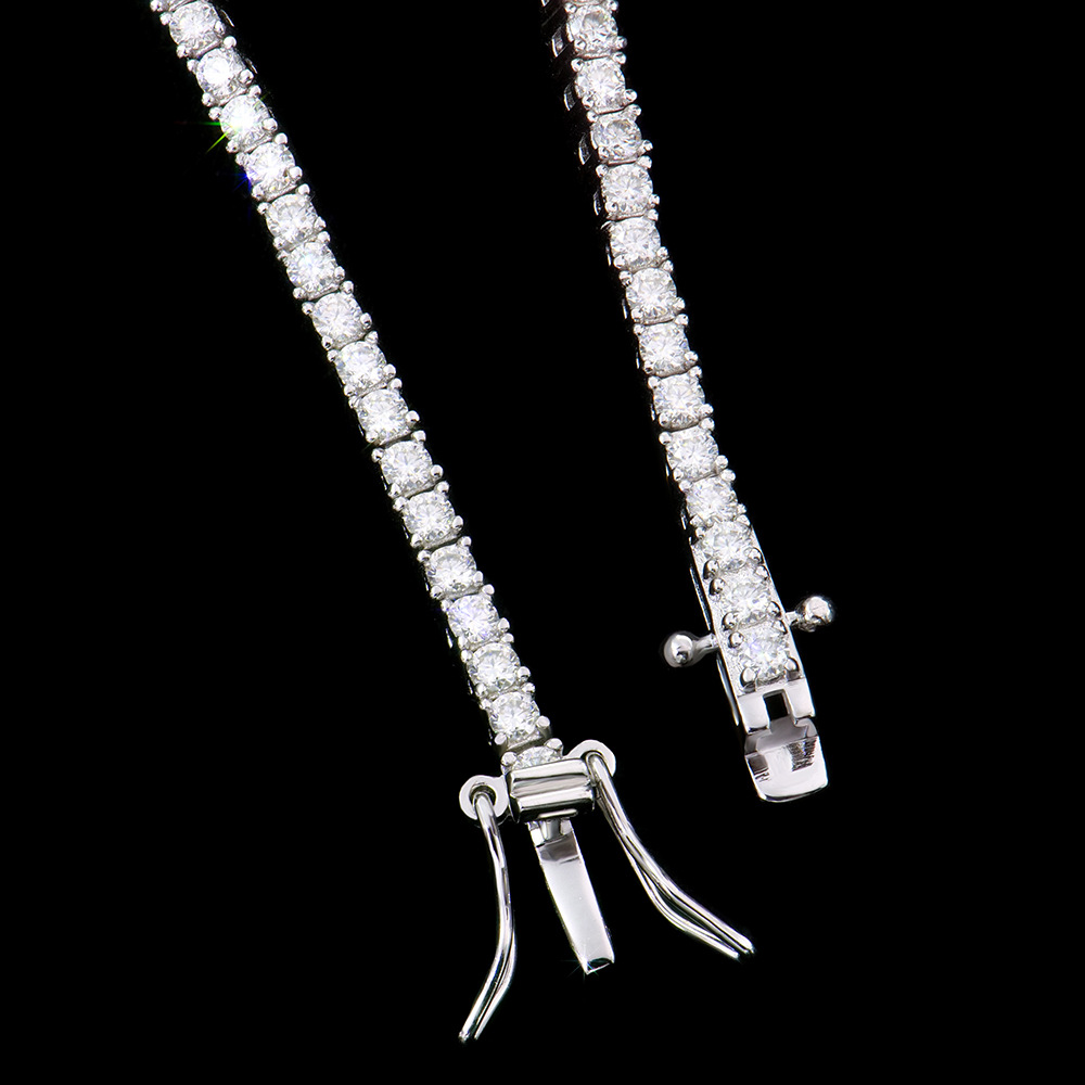 欧美风男士纯银手链2MM水钻镶嵌莫桑石时尚饰品送男友潮流款详情10