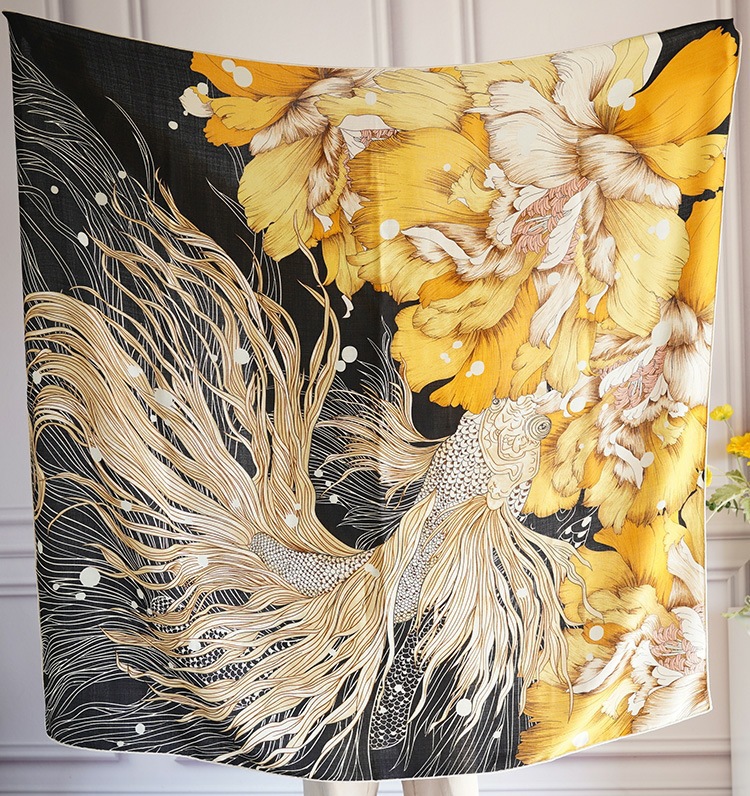 夏季仿真丝丝巾时尚高档大牌长巾防晒真丝丝巾批发围巾披风女夏天详情23