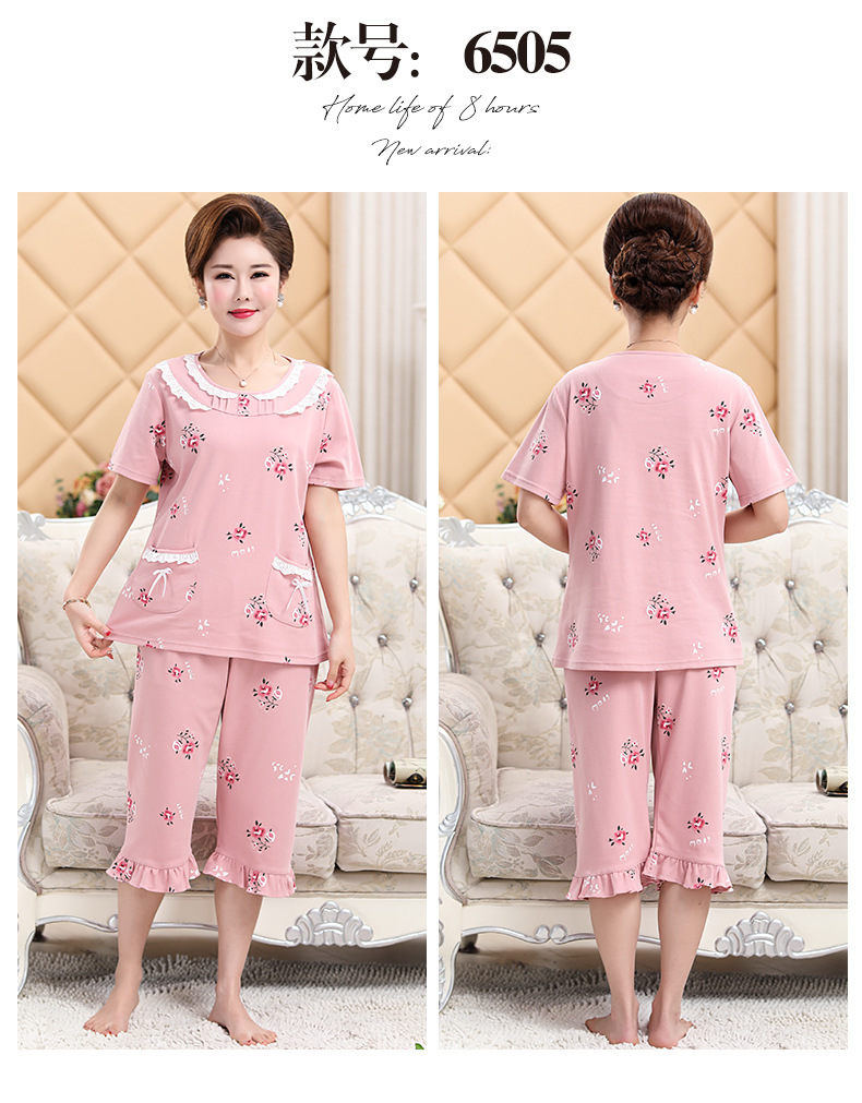 Middle-aged and elderly women wear summer short-sleeved, thin cotton clothes. Middle-aged women wear summer round-neck home clothes. Grandmothers and the elderly pic 45