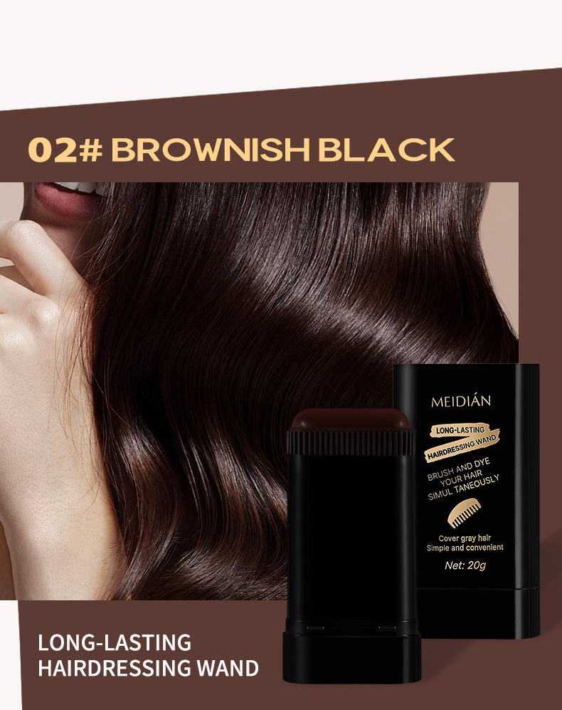 跨境专供MEIDIAN美发棒遮盖白发一次性短效补染剂黑发神器批发详情12