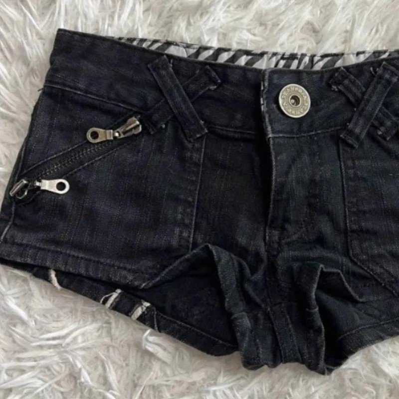 Transfronterizo amazon aliexpress ins europa y Estados Unidos bandera de la calle estampado color de impacto cintura baja sexy slim jeans shorts pic 9