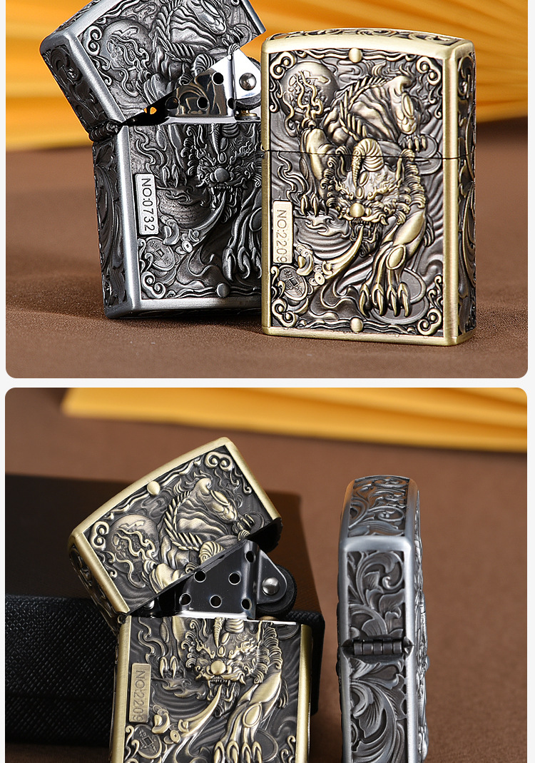 Zoro armor, PI Xiu, kerosene lighter, windproof, creative and personalized, 5-sided exquisitely carved three-dimensional, retro and nostalgic, a gift for your boyfriend pic 4