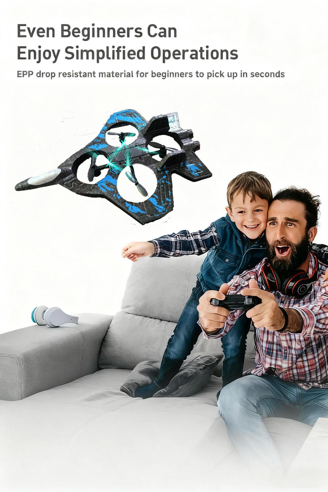 Cross-border new remote-controlled aircraft, stunt aircraft, foam aircraft, light charging, shock-resistant four-axis drone toy pic 8