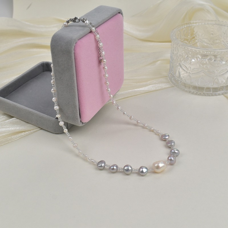 气质灰色巴洛克天然淡水珍珠项链女轻奢简约百搭珍珠锁骨链颈链详情14