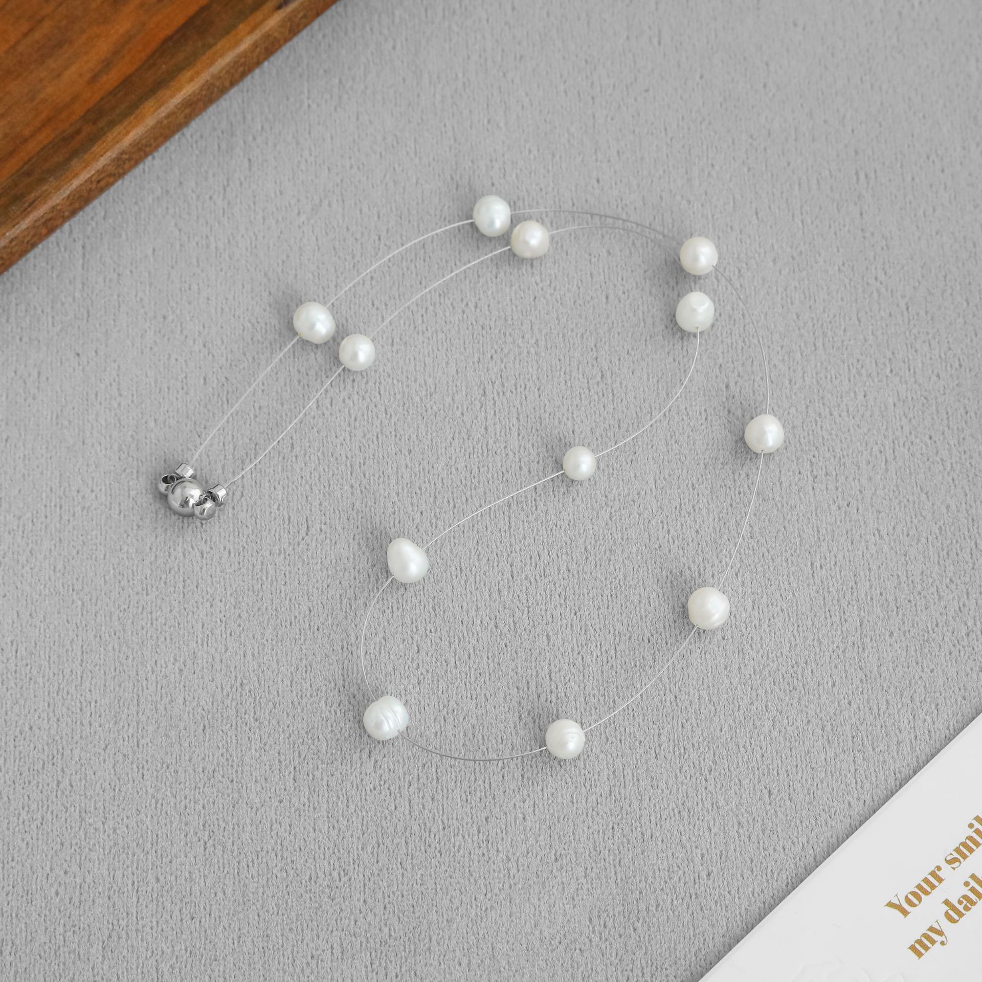 MOON家恋夏人鱼珍珠项链赵露思同款简约气质满天星淡水珍珠锁骨链详情13