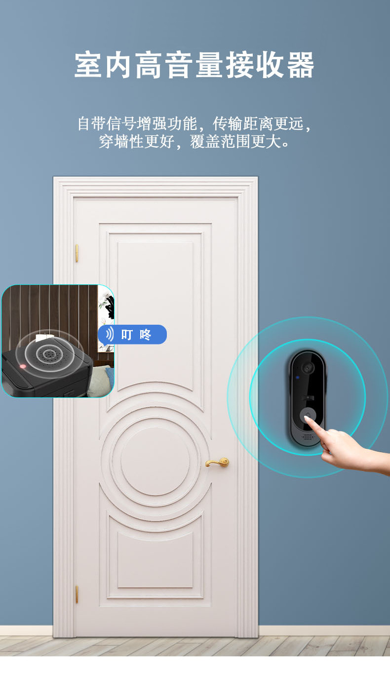 新款M9智能低功耗无线wifi可视对讲门铃手机监控防水底座云储存详情3