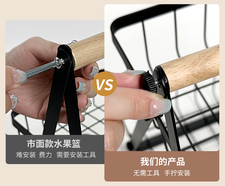 厨房多功能蔬果收纳架水果盘零食蔬菜置物架手提糖果托盘果篮详情12